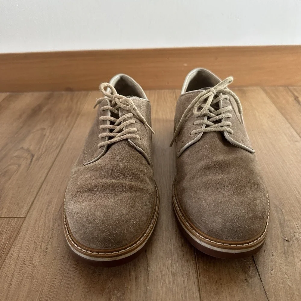 1901 Nordstrom‎ Buck  Suede Leather Beige Oxford Mens Dress Shoes 7 Lace